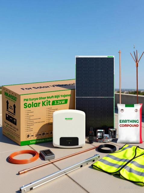 Waaree 3.2 KW On Grid Single Phase Bifacial Topcon DCR Solar Kit